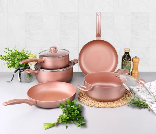 8 Piece Rose Gold Pan Set