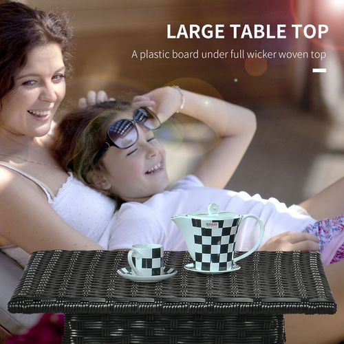 Rattan Outdoor Coffee Table in Black