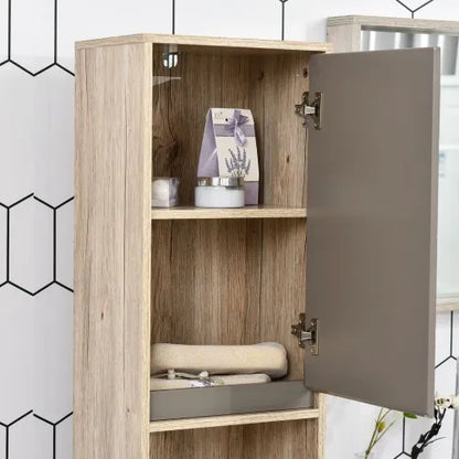 Freestanding Storage Cabinet Slimline Unit with 2 Cupboards 2 Compartments