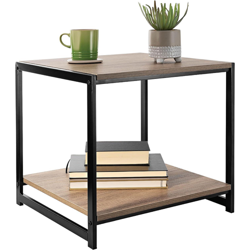 Rustic Coffee Table with Black Steel Frame