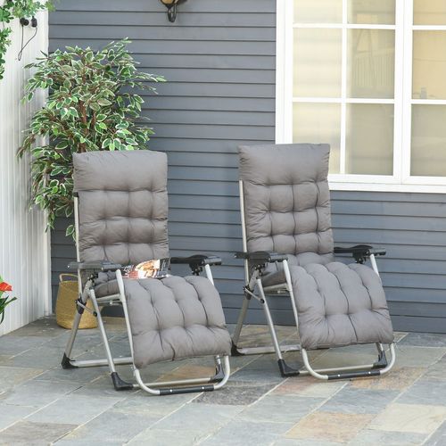 Reclining Zero Gravity Chairs in Dark Grey - Set of 2