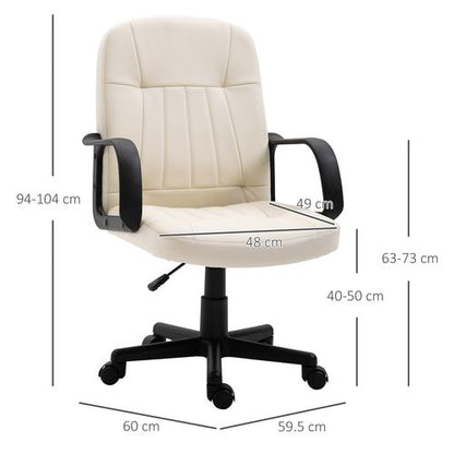 PU Leather Office Chair Swivel in Cream & Black