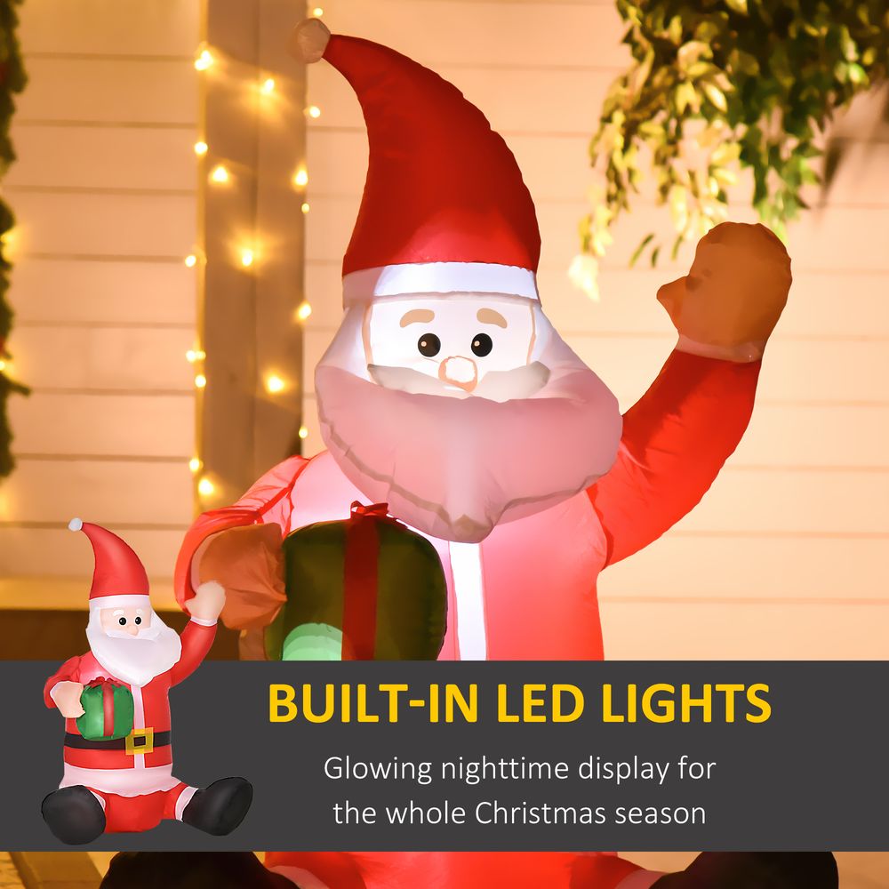 4ft Inflatable Christmas Santa Claus Gift with LED Xmas  Holiday Outdoor Christmas Decoration