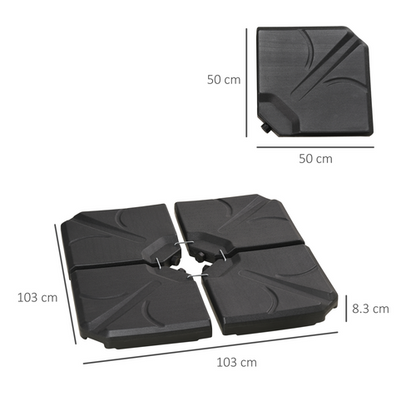 Banana Parasol Base Stand Water or Sand Filled Weights In Black - Set of 4