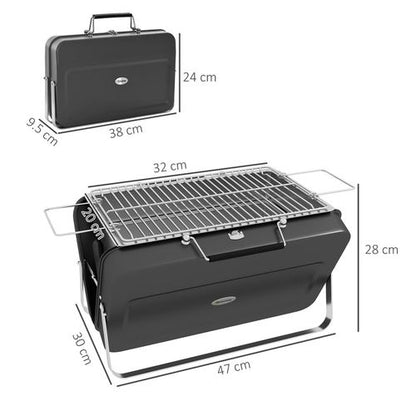 Portable BBQ Grill with Suitcase Design in Black
