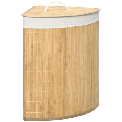55L Bamboo Corner Laundry Hamper Basket