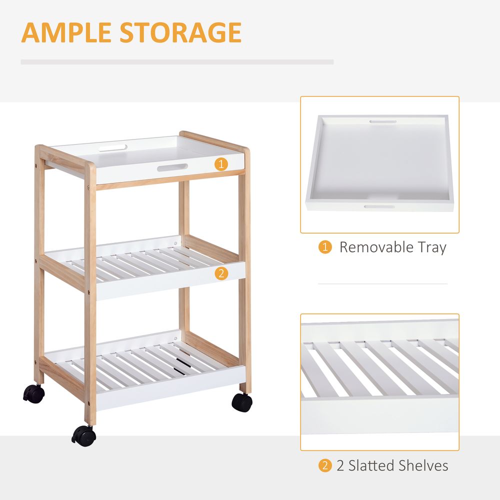 Kitchen Trolley 3 Tier Bamboo/MDF 74.5H cm