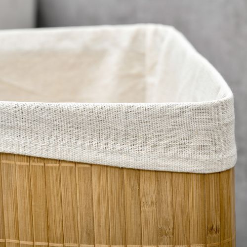 55L Bamboo Corner Laundry Hamper Basket