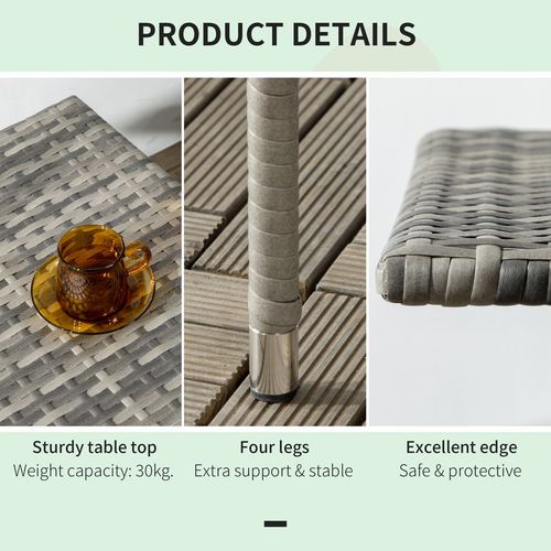 Rattan Outdoor Coffee Table in Mixed Grey