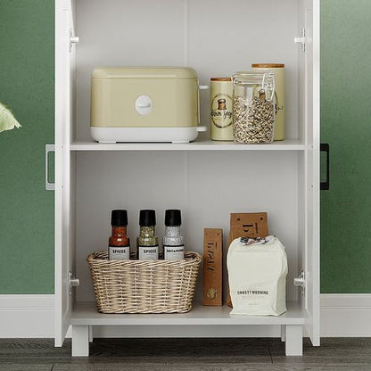 Kitchen Cupboard Storage Cabinet with Drawer, Countertop, White