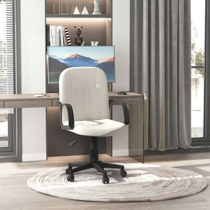 PU Leather Office Chair Swivel in Cream & Black