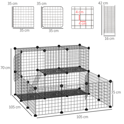 Pet Playpen DIY Small Animal Cage for Rabbit Ferret Chinchilla Guinea Pig - Black