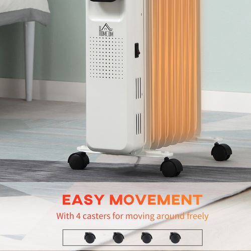 2180W Oil Filled Radiator, 9 Fin, Timer, 3 Set, Safety Cut-Off Remote