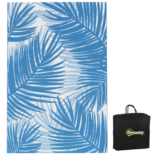 Reversible Waterproof Outdoor Rug with Carry Bag, (182cm x 274cm) in Blue