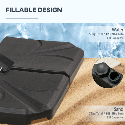 Banana Parasol Base Stand Water or Sand Filled Weights In Black - Set of 4