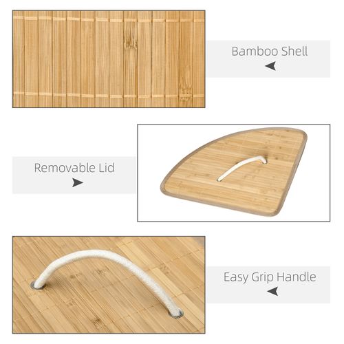55L Bamboo Corner Laundry Hamper Basket