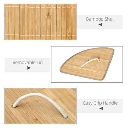 55L Bamboo Corner Laundry Hamper Basket