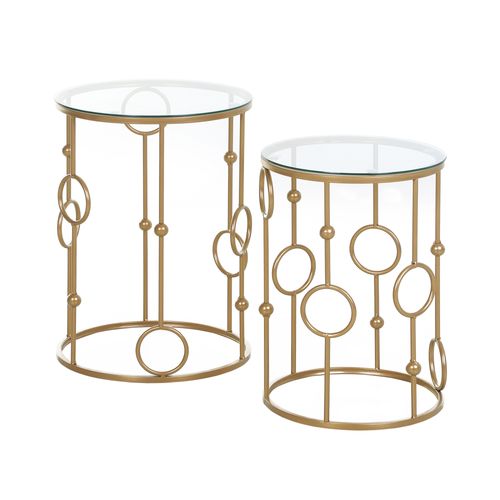 Gold Nesting Coffee Table & Side Tables with Tempered Glass Top