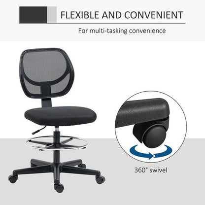 Draughtsman Office Chair with Adjustable Footrest in Black
