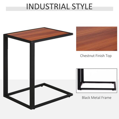 Wooden Modern Coffee Table with Metal Base and Walnut Top