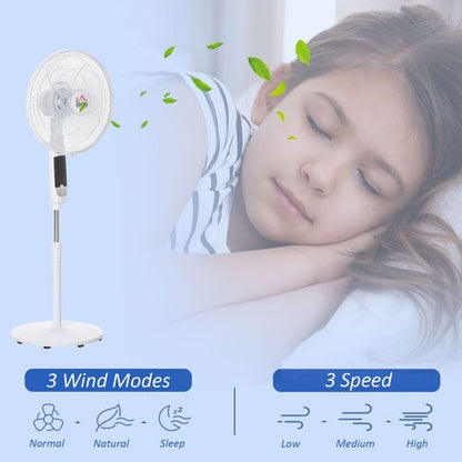 54 Inch Pedestal Fan Height Adjustable 7.5h 85 Oscillation LED Panel