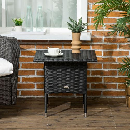 Rattan Outdoor Coffee Table in Black