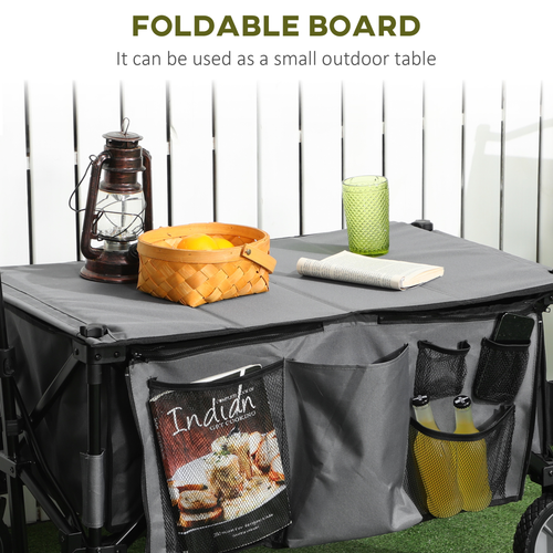 Folding Garden Trolley Collapsible Camping Trolley Steel with Folding Board