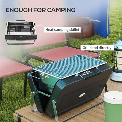 Portable BBQ Grill with Suitcase Design in Black