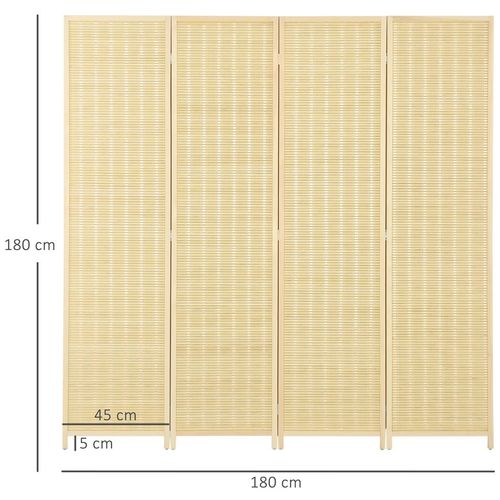 4 Panel Folding Room Divider 170cm Wall Privacy Screen Protector Natural