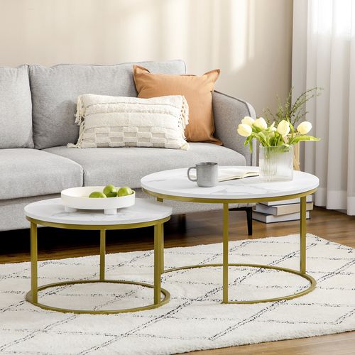 Marble Coffee Table Round Nest of Tables - Set of 2
