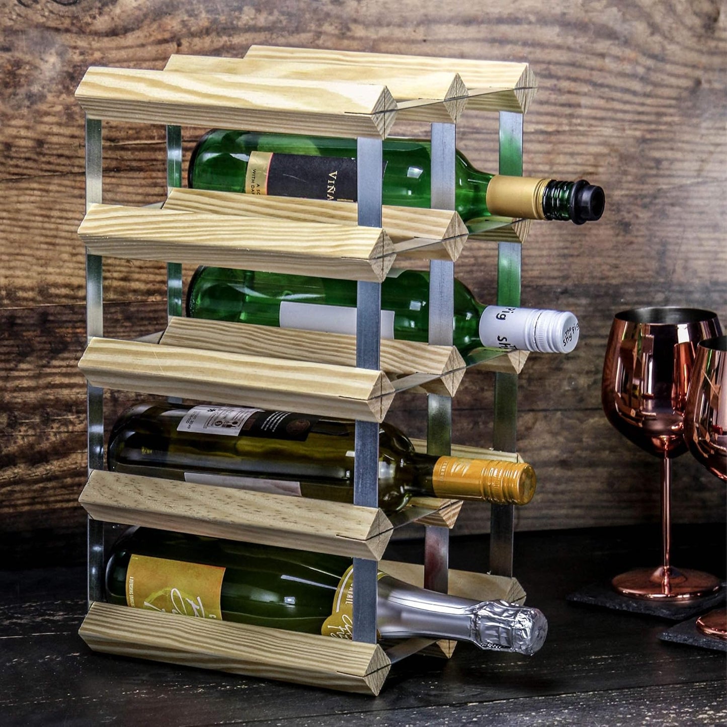 Metal & Wooden Wine Rack