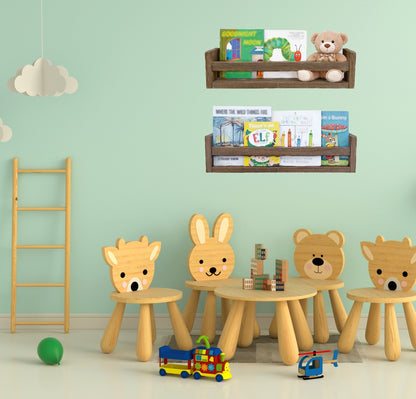 Nursery Floating Book Shelves Dark Wood - Set of 2
