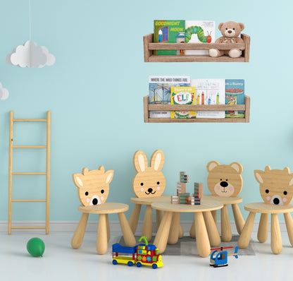 Nursery Floating Book Shelves Light Wood - Set of 2